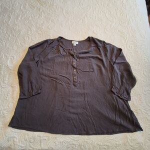 J. Jill women's Large medium gray 3/4 button sleeve cuff, flowy fabric VGUC